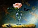 Butterflies and a rose Still life