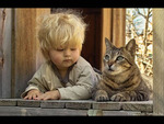 kid and a cat