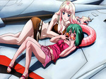 Sheryl Nome and Ranka Lee Sunbath on wing Macross Frontier
