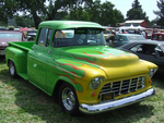 1956 chevy truck green with flames