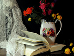 Flowers and book