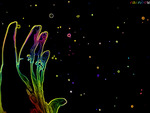 hand against rainbow