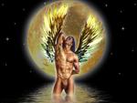 Male Angel In Front Of Moon