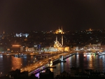 Eminonu district and to Galata bridge across Golden Horn from Galata tower