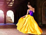 YELLOW-PURPLE SATEN DRESS..