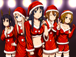 K-ON Characters in Christmas Clothes