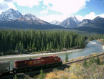 Train in Rocky Mountains