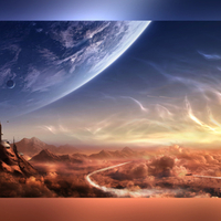 blue and red planet together