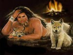 Indian and Wolf Friends