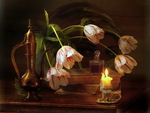 Tulips in candlelight