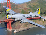 Boeing B17 passing Golden Gate Bridge