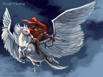 Fantasy Warrior on a Winged Horse