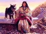 Indian Lady with Wolf
