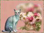 Fantasy cat with Easter flowers