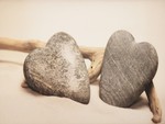 two stone hearts