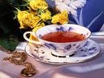 Tea  and yellow  roses