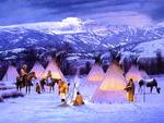 Indians in their winter's Tipi