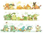 Pokemon Starters playing with Pokemballs