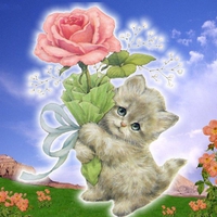 Cat with rose * For margarita8as *
