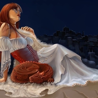 Fantasy girl with reptil