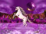 beautiful unicorn in purple world