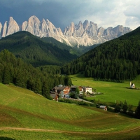 Dolomites valley, Italy.