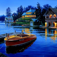 Beautiful houses at night