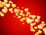 gold hearts on red