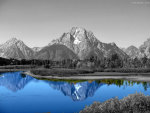 Black and White Mountains Blue Lake