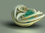 Abstract White Shell Encases Turquoise Gem