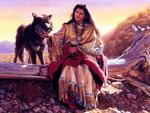 indian girl and wolf