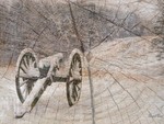 Confederate Cannon on Wood Chopping Block