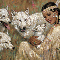 squaw with wolves