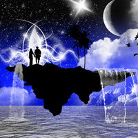 dreamy island with watterfalls