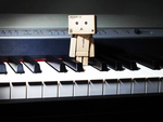 Danbo play trampoline on piano