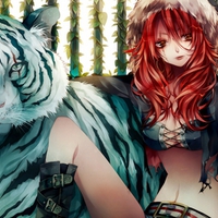 girl and siberian tiger