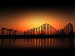 coaster at sunset