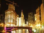 Chicago river at night