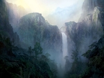Painted Waterfall Scene 