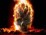 Flaming skull