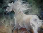 White Arab Horse Painting
