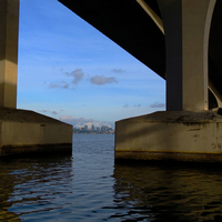 Bellevue WA framed by I-90 bridge