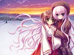 Two Cute Anime Girls Standing in the Snow