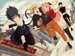 Sasuke, Naruto, Sakura, Sai