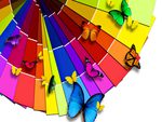 Rainbow paper fan
