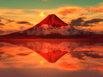Red mountain reflection