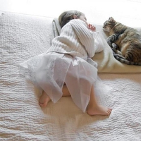 Child and cat.