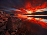 Red clouds reflection