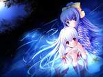 Two Cute Anime Mikos at Night