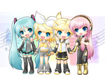 chibi vocaloids Miku, Rin, Len and Luka